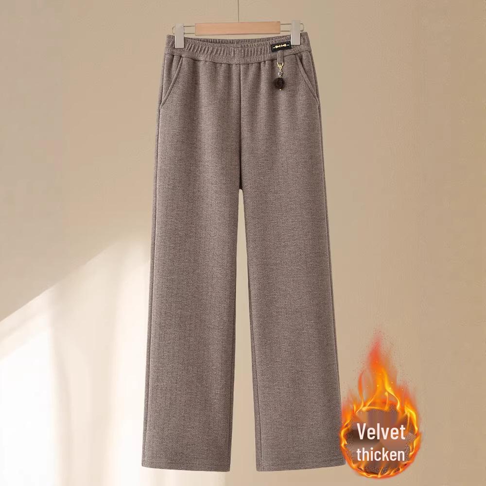 Mom’s Fleece-Lined Straight-Leg Winter Trousers for Middle-Aged & Elderly Women