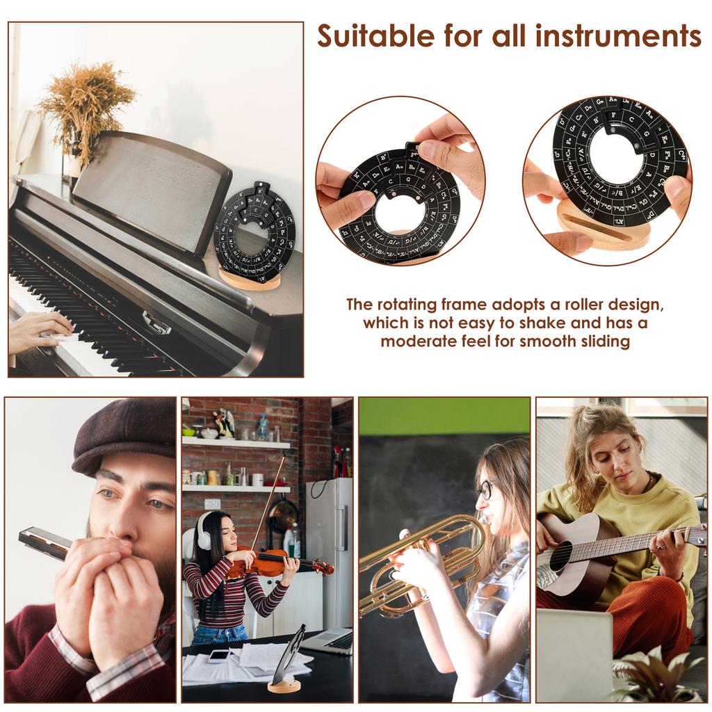 Circle of Fifths Wheel Guitar Music Theory Disc Circle of Fifths with Stand Holder Easy to Use Circle of Fifths Portable Circle