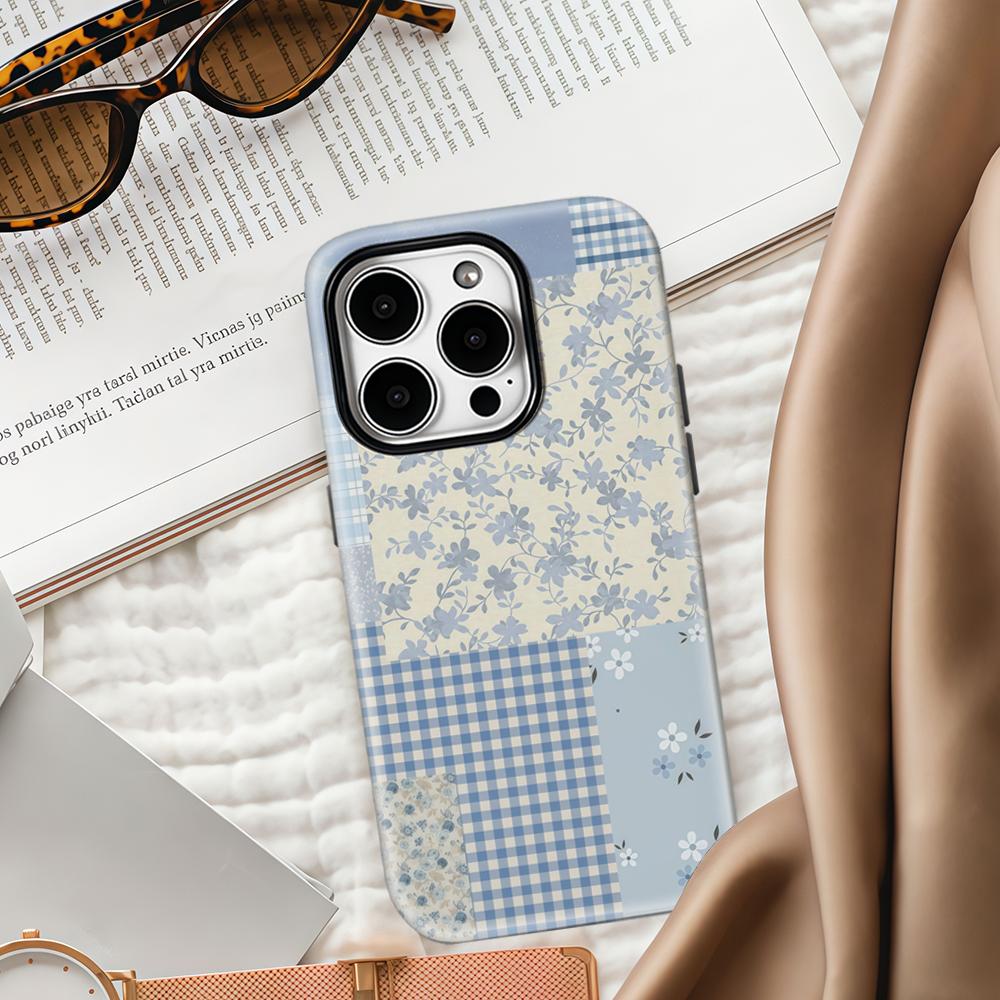 Blue Gingham Phone Case for IPhone 17 16 15 14 13 Pro Max Plus for Magnetic Single Double-layer Tough Case
