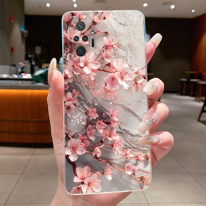 For Xiaomi Redmi Note 10 Pro / Note10 / Note 10S / Poco M5S Case Clear Luxury Butterfly Flower Transparent Soft TPU Phone Cover