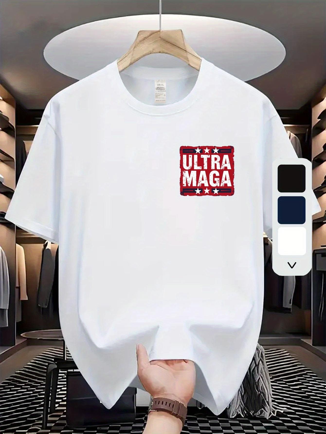 Ultra MAGA Graphic T-shirt - White Stretch Fit Tee for Gym M