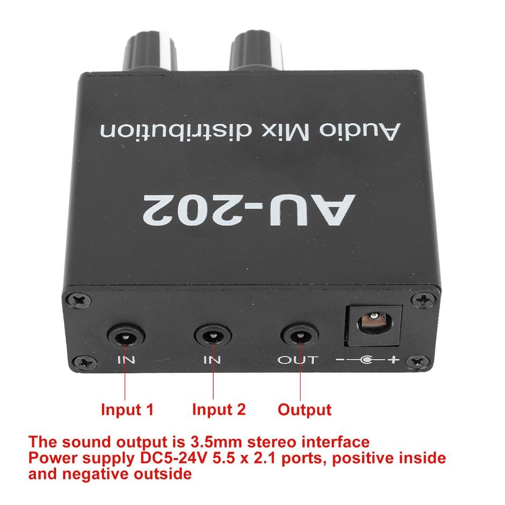 Independent Volume Control Small Sound Mixer 2 In 2 Out Dual-Channel Stereo Mixer  For Headphone