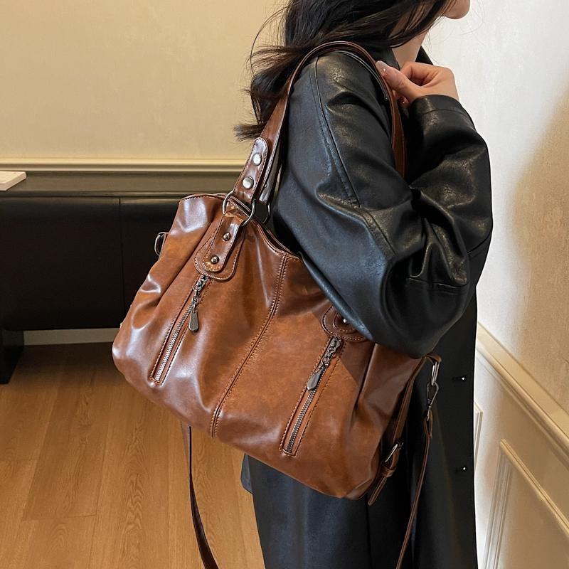 Fashion Leather Shoulder Bag for Women Multi Compartment Square Bag Retro Crossbody Bag Perfect for Shopping Daily Life and Weekend Outings