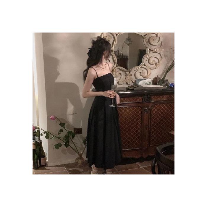 Французское плиссированное платье на подтяжках в стиле Хепберн 2025 - Ретро, Высококлассная юбка для холодной погоды XL чёрный