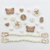 21PCS Fashion Shoe Charms Set Accessories Hole Shoe Buckle Diamond Butterfly White Flower Pearl Chain DIY 3D Shoes Decorations