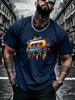 Unisexs Crew Neck Graffiti Drip Cassette Tape Graphic Print Short Sleeve Cotton Tee Casual Summer Streetwear Loose Daily Wear Top