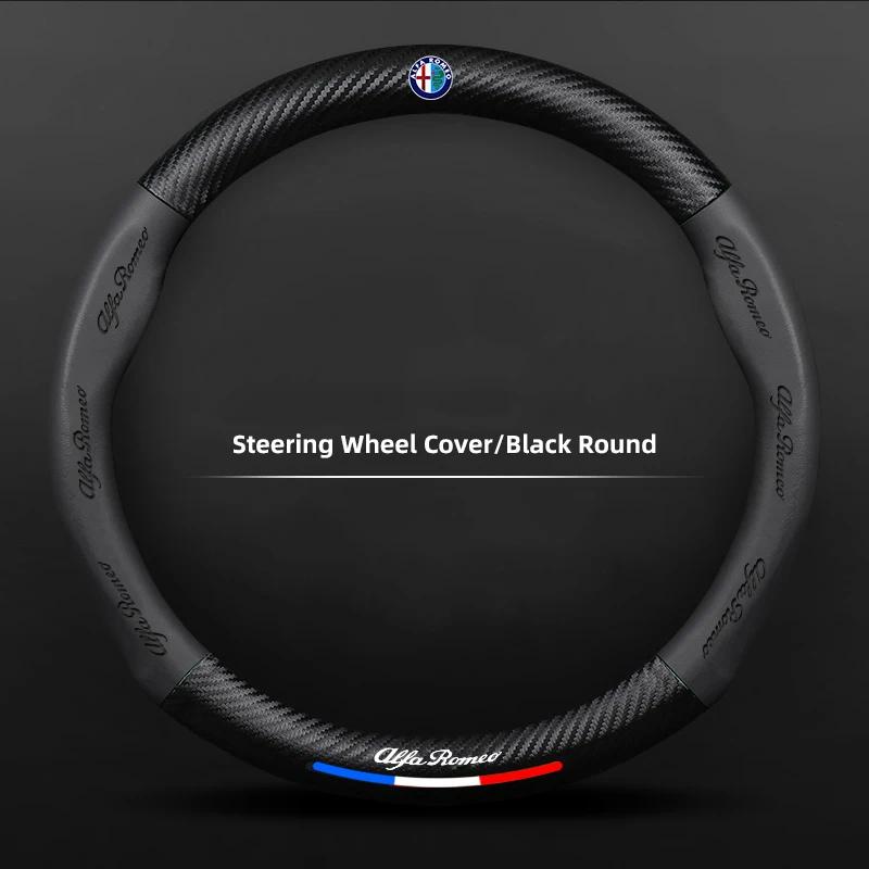 

For Alfa Romeo 2026 Hot Sticker Carbon Fiber Car Logo Styling Leather Steering Wheel Cover Auto Accessorie For Alfa Romeo 159 16