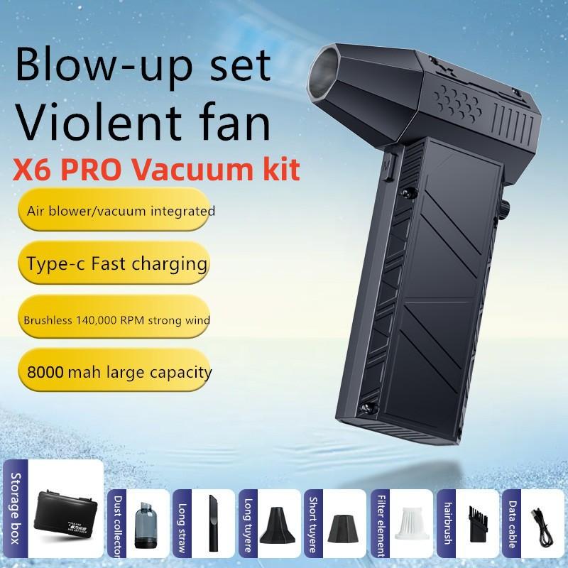 Violent Fan X6 140000RPM Powerful Air Blower Vacuum Dust Cleaner Type-C Charging Strong Winds 53m/s Brushless Turbo Jet Blower
