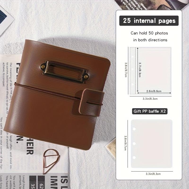 

Photo Album Storage, Retro Leather Mini Polaroid Photo Album, Couple s Memory Book, 1-Pocket 3-Inch Travel Card Holder коричневий