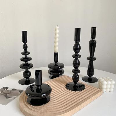 French Candlestick Decoration Romantic Home Decor Candle Holders Wedding Decorations Living Room Desktop Decoration Glass Vase