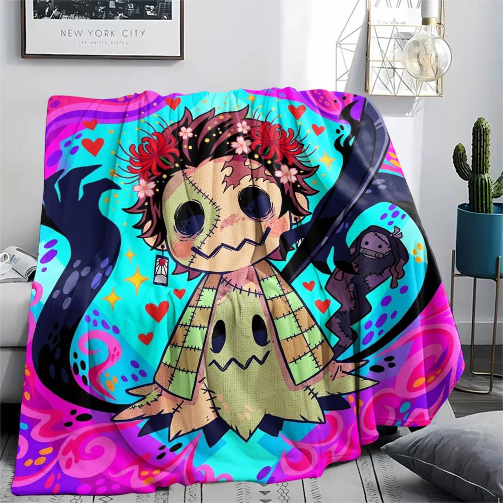 Demon Slayer Tanjiro Print Flannel Blanket, Ultra Soft High Quality All Seasons Warm Throw, Home Decor Cozy Blanket, Perfect Christmas Gift