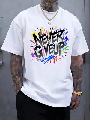 Summer Adult Nevergivesup Colorful Letterprinted Streetstyle Mens Casual Roundneck Shortsleeved Tshirt Couples Loose