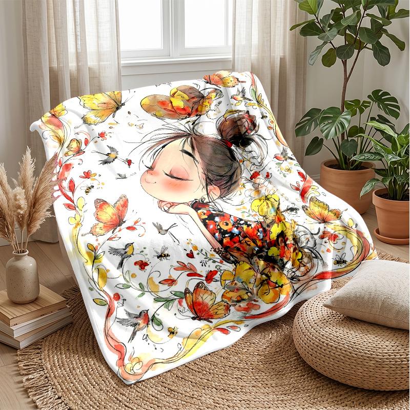 Butterflies in Heart Light blanket Personalized Name Flannel Blanket Soft Cozy Plush Throw for Sofa Bed Lightweight Home Decor