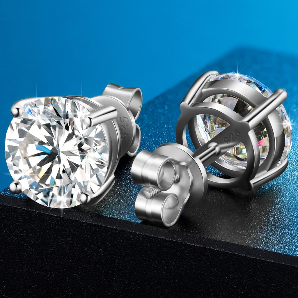 3mm-10mm 18K Gold Plated 925 Sterling Silver VVS Moissanite  Women Mossanite Stud Earrings Men