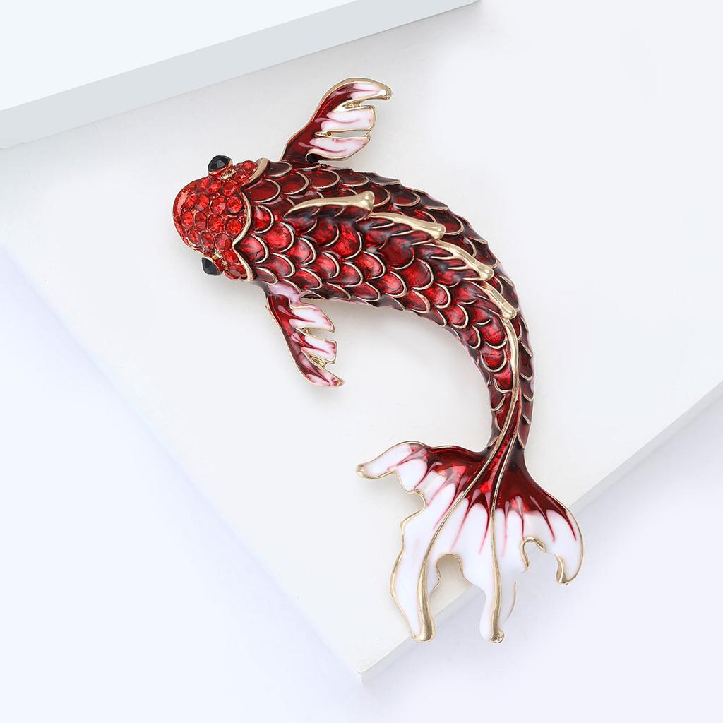 Enamel Carp Brooch for Women Unisex Animal Lapel Pins Party Friend Accessories Gifts