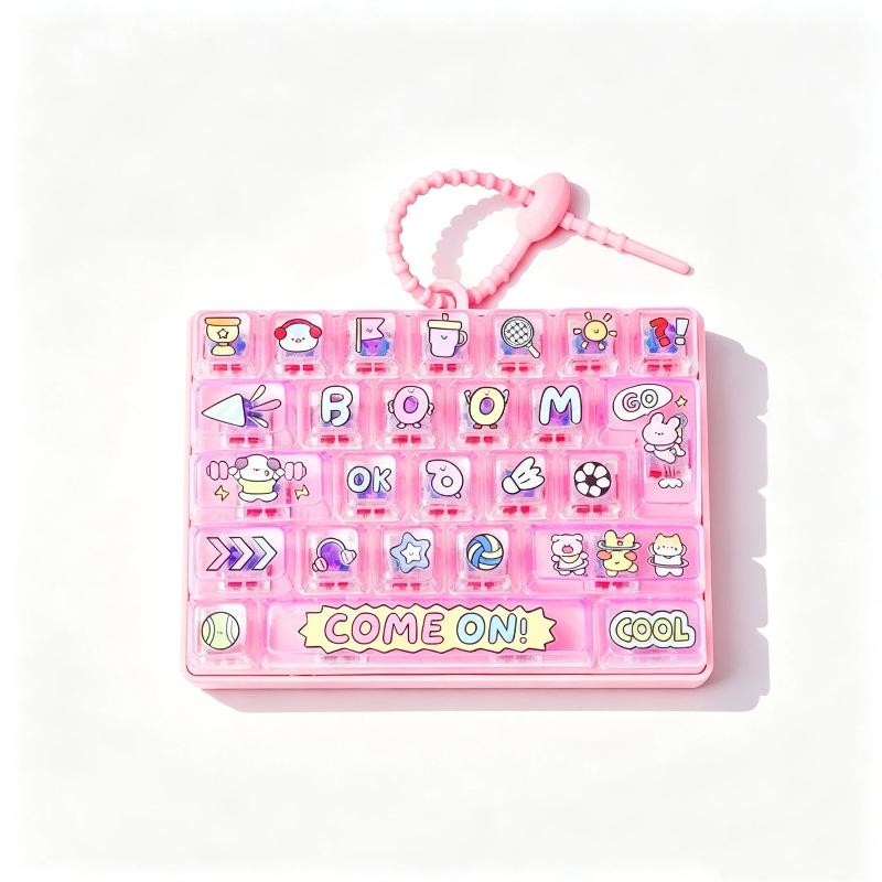 1/2Pcs 26 Key Press Button Stress Relief Toy Cute Portable Decompression Fidget Gadget Lightweight Bag Ornament for Outdoor Use