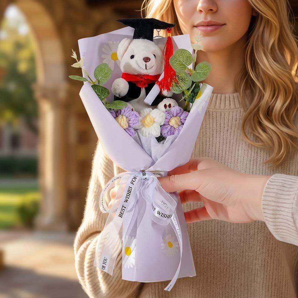 Cartoon Graduation Bear Plush Toy Stuffed Simulated Bear Doll Bouquet  Graduation Gifts