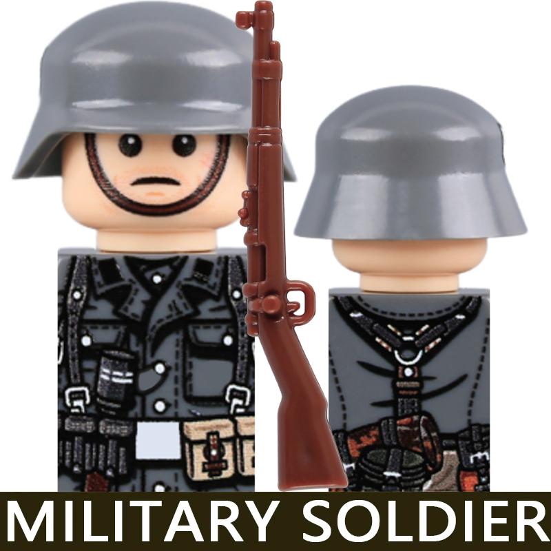 WW2 Military Soldier Figures Building Blocks Army Japanese Warrior Medical Nurse Officer Infantry Helmets UV Printed Bricks Toys
