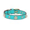 Achille Genuine Leather Pet Collar White Diamond White Gemstone Rivet Cowhide Collar Dog and Cat Collar Tractionable