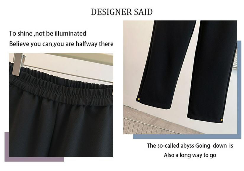 Pantalones Casuales Adelgazantes Negros de Primavera Temprana - Moda para Mujer Tallas Grandes 300 Jin MM