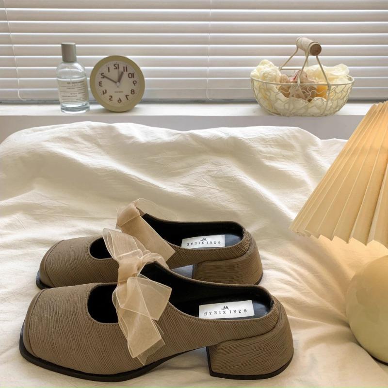 

Баотоу Мэри Джейн полушлепки женские весенне-летние новые темпераментные универсальные маленькие толстые каблуки носить прохладные шлепки 39 хаки