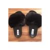 Damen Schwarze Weiche Lockere Fellpantoffeln