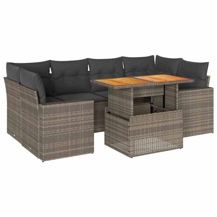 VidaXL Garden Lounge Set with Cushions 7 Pcs Grey Braided Resin 3327007