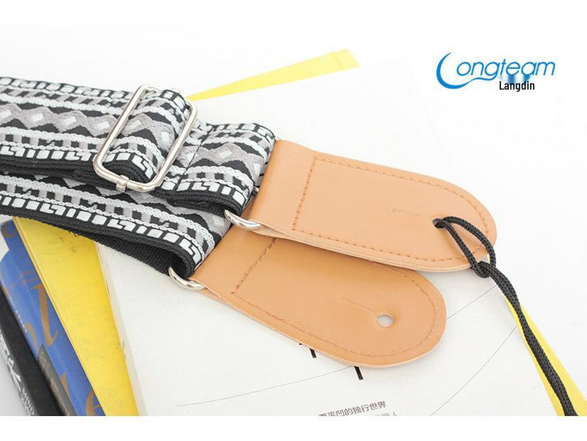 Ethnic Style Embroidered Guitar Crossbody Shoulder Strap for Acoustic and Electric Guitars.