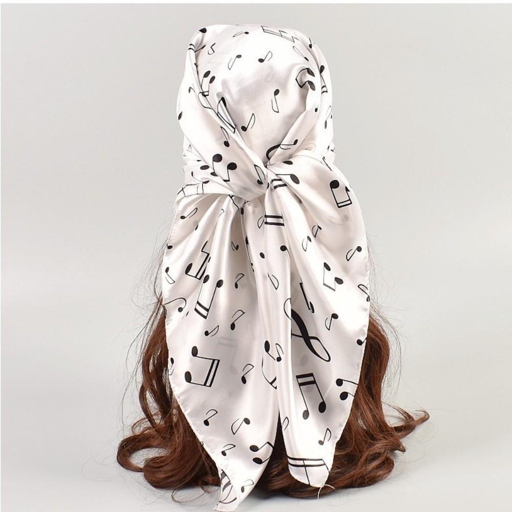 Lightweight Musical Note Shawl Breathable Square Headscarf Elegant Square Scarf Bag Accessories