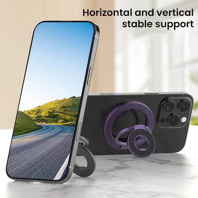 Magnetic Phone Ring Stand Foldable Phone Holder Double-sided Design Horizontal Vertical Mounts for Desk And Car Mount