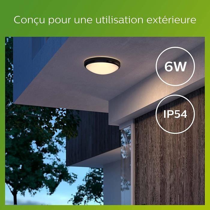 Plafonnier LED PHILIPS DORIS - 6W - 2700K - IP54 - Noir