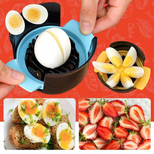 3-in-1 Multifunctional Stainless Steel Egg Cutter, Egg Cracker, Egg Preserver, Matsuka Egg Cutting Artifact, Fruit Slicer, Kitchen Utensil (style)