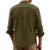 Men's Casual -color Corduroy Button Shirt, Men's Lapel Long-sleeved Trendy Loose Shirt