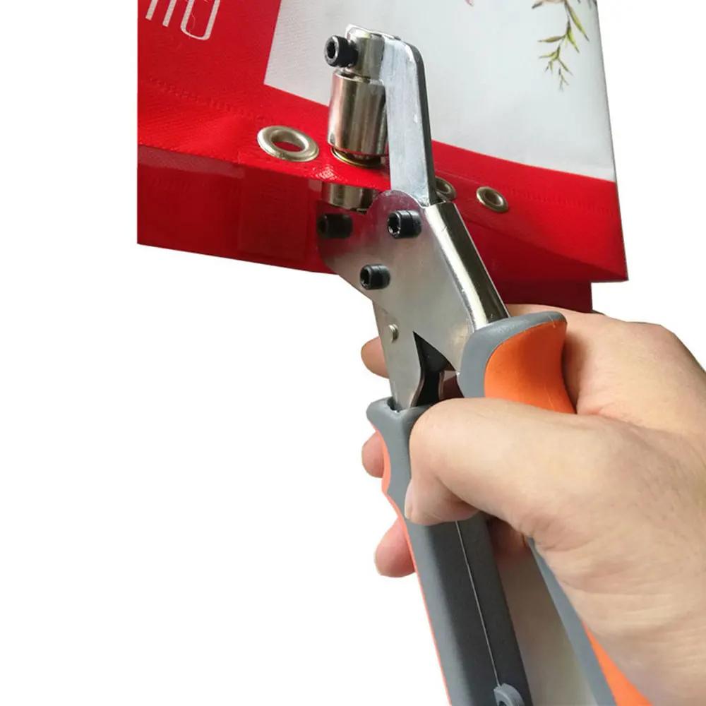 Grommet Tool Kit Handheld Hole Punch Pliers Portable Grommet Hand Press Machine Manual Puncher W/ Silver Grommets of 6/10mm