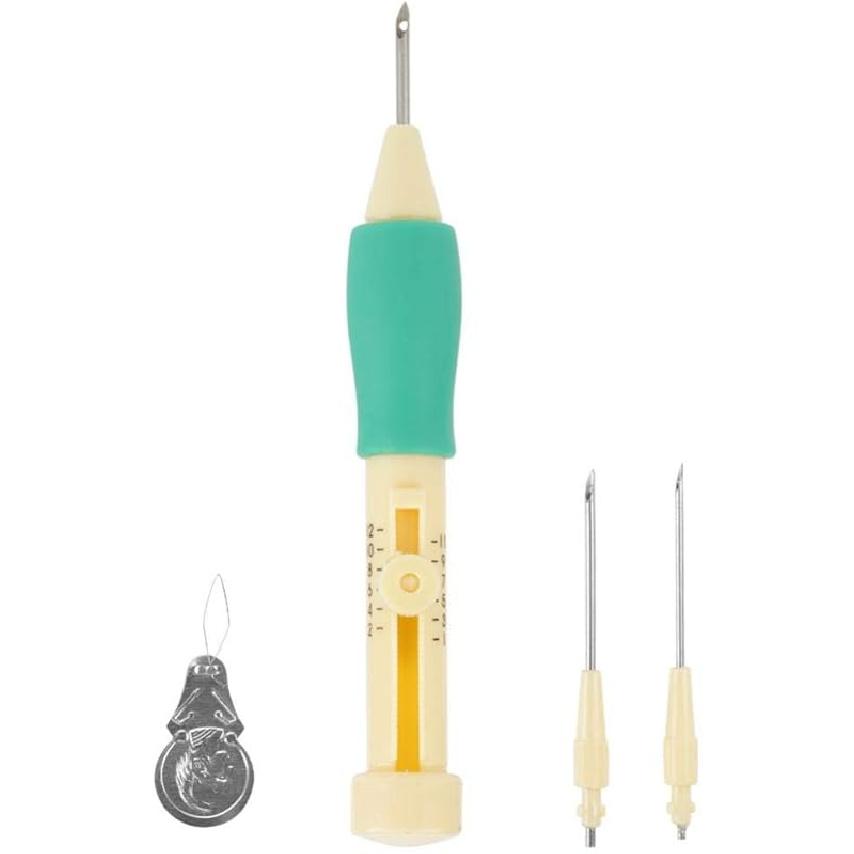 Embroidery Needle Punch Kit Tool, with 3 Sizes Needle Pen for DIY Craft (Yellow + Green) Yellow + Green