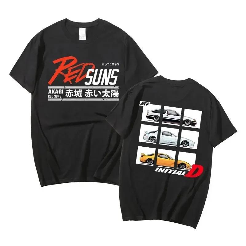 Anime Drift AE86 Initial D Oboustranné tričko s kulatým výstřihem a krátkým rukávem, letní, ležérní, unisex, R34 Skyline GTR JDM Manga trička