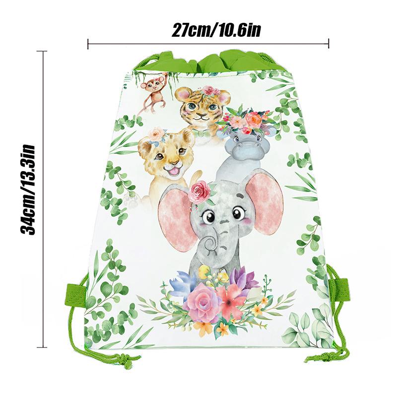 

1 шт. нетканая сумка подарки на день рождения школьный рюкзак на шнурке мультфильм дикий лес джунгли животные сафари вечерние упаковочные сумки 1pc