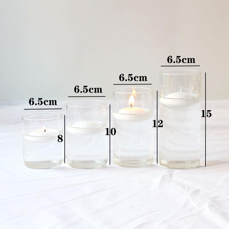 Glass Candle Holders for European Romantic Dinner, Wedding, Birthday, or Hotel Events - Floating Water Candles Included