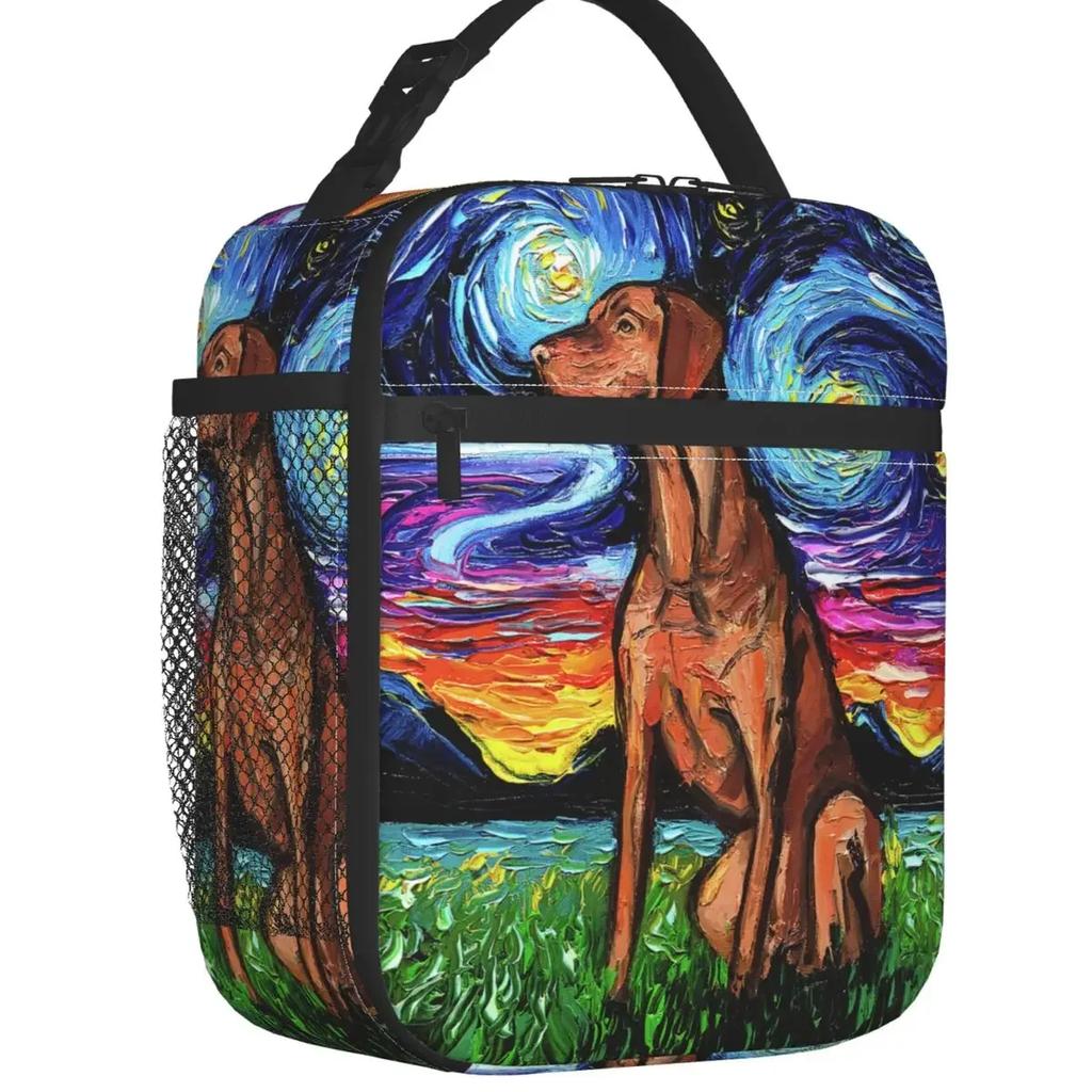 Night Saint Bernard Dog Lunch Bag Women Cooler Thermal Insulated Lunch Box for Kids School Children