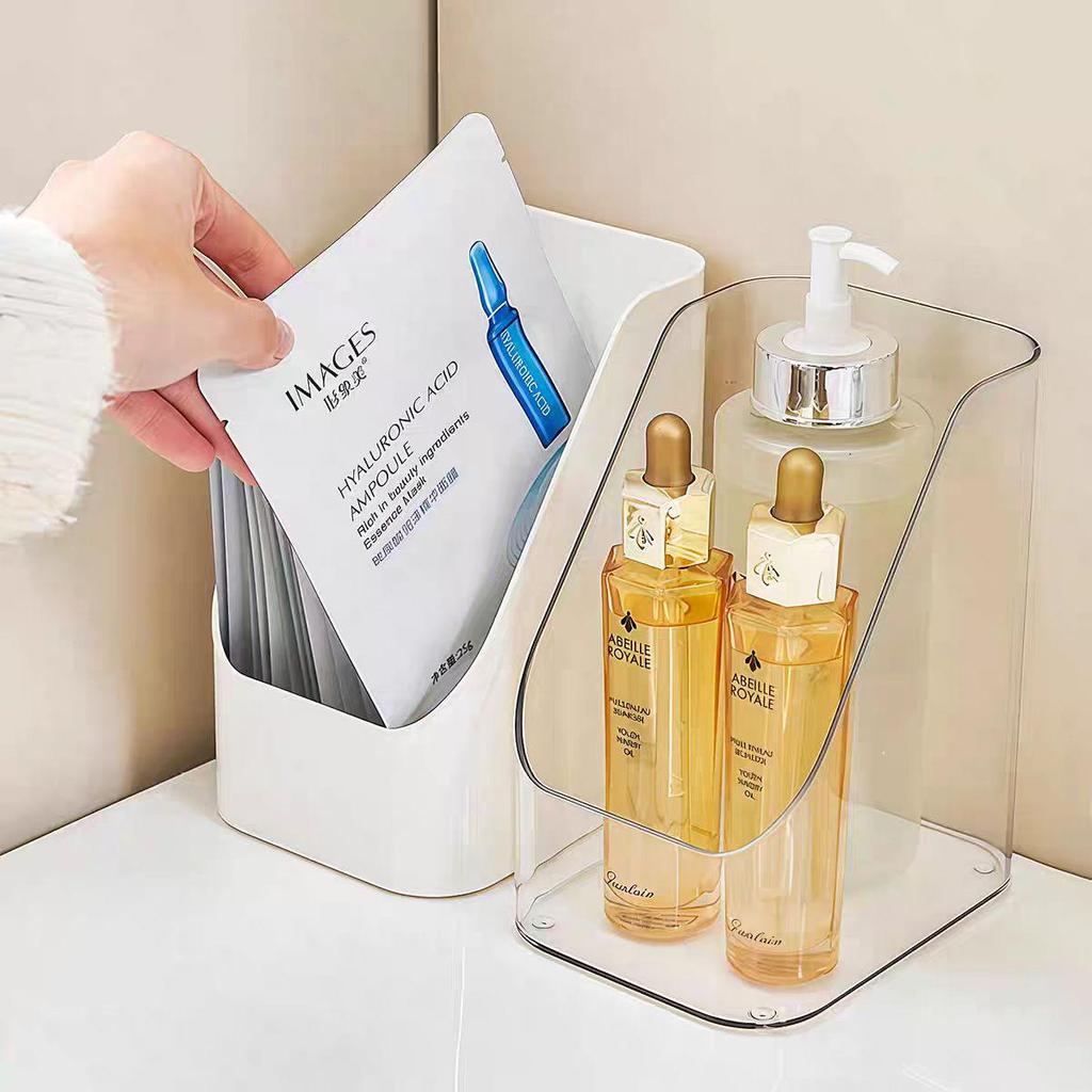 Clear Multifunctional Cosmetic Organizer: Slanted Storage for Lipstick, Eyebrow Pencil, and Masks