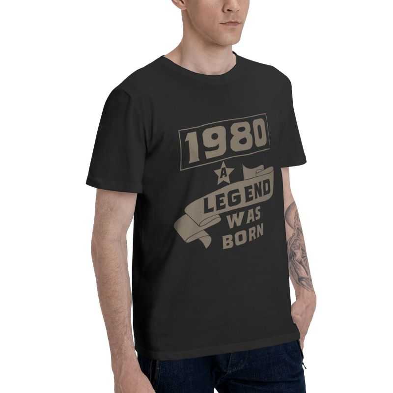 Male A Legend Was Born In 1980 T-Shirt Funny 41st Birthday 41Years Old Tshirt Short Sleeve Hip Hop T Shirt Homme Cotton Tee