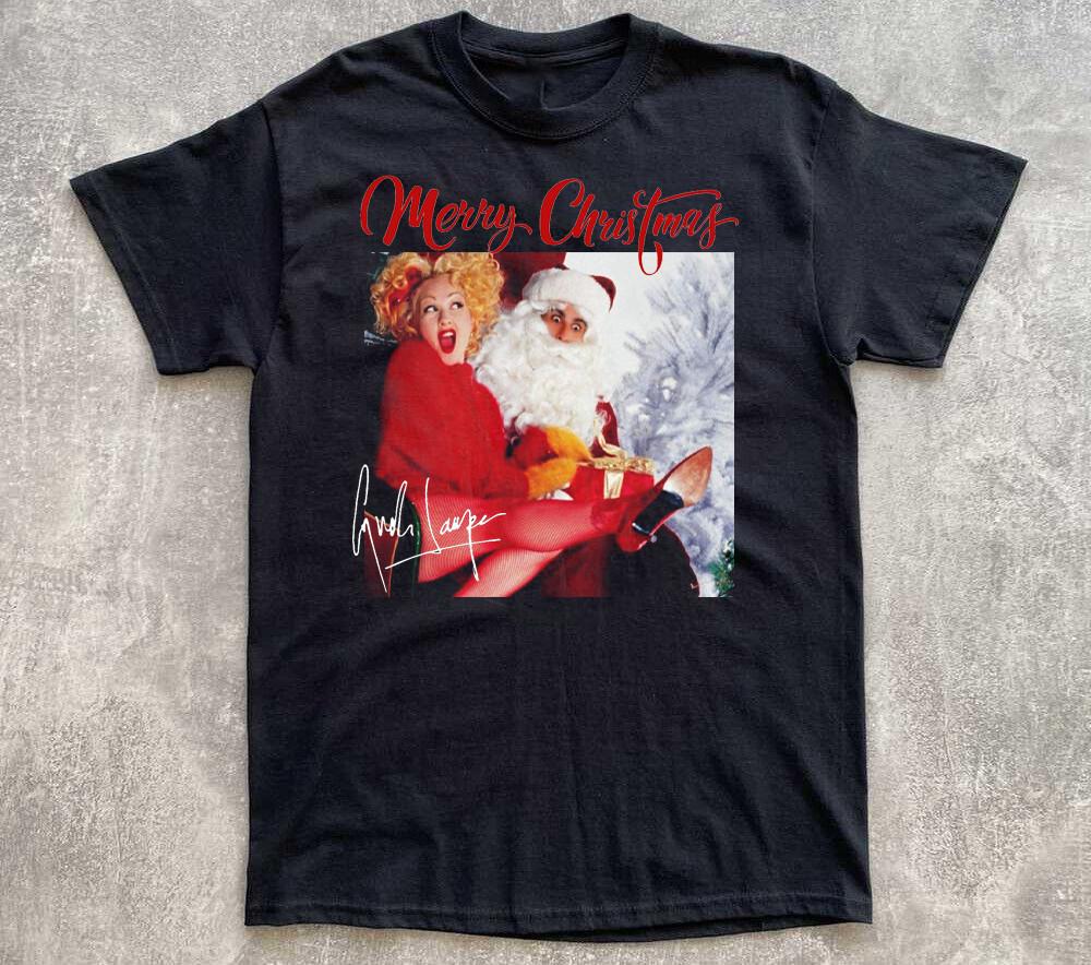 Merry Christmas Cyndi Lauper Signed Short Sleeve Black All Size Shirt OH22 Unisex T-Shirt L