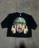American Retro Oversized T-shirt Spoof Character Anime Printed Top Harajuku High Street Trendy Casual Loose Short-sleeved