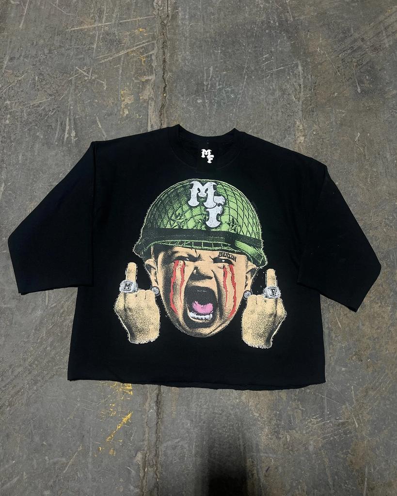 American Retro Oversized T-shirt Spoof Character Anime Printed Top Harajuku High Street Trendy Casual Loose Short-sleeved