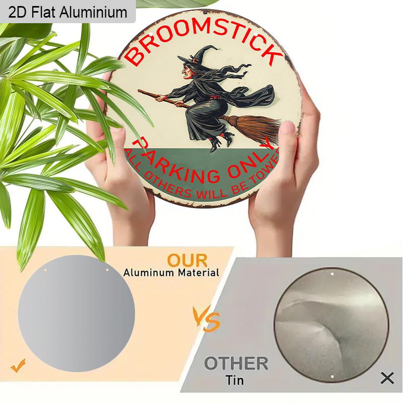 2D Flat Aluminium Halloween Witch Sign - Halloween Figurine Ornaments - Ideal for Front Door, Wall, Porch, Window Decor - Ideal Halloween Gift - No