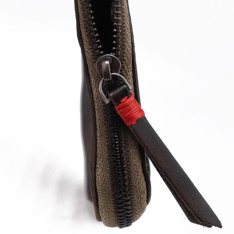 Layered Vegetable Tanned Leather Coin Purse Handmade Vintage Style Zipper Simple Mini Coin Bag