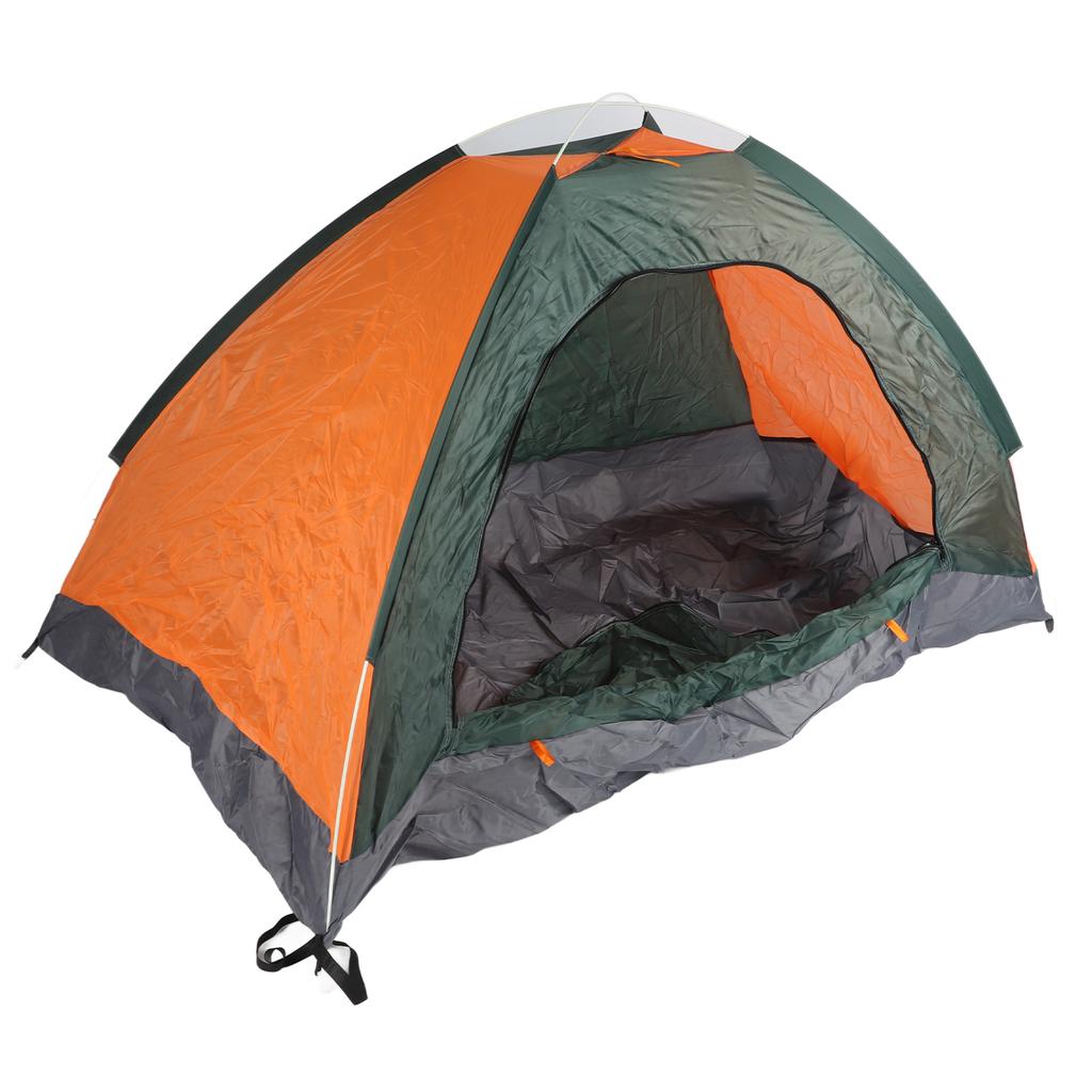Automatic Setup Tent Large Capacity Waterproof Rainproof Tent for Outdoor Camping Traveling Green and Orange 1‑2 Person