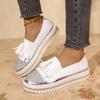 Fashion Aphixta Fringe and Crystals Design Leather Flats Shoes Women Silver Bling Loafers Shoes Woman Flat With Student Footwear Size 43