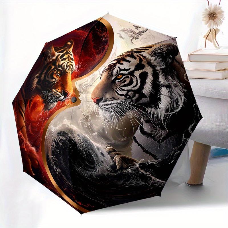 Yin Yang Tiger Art Print: Harmony In DesignUmbrella, Portable 3-Fold Compact Umbrella for Men & Women Gift