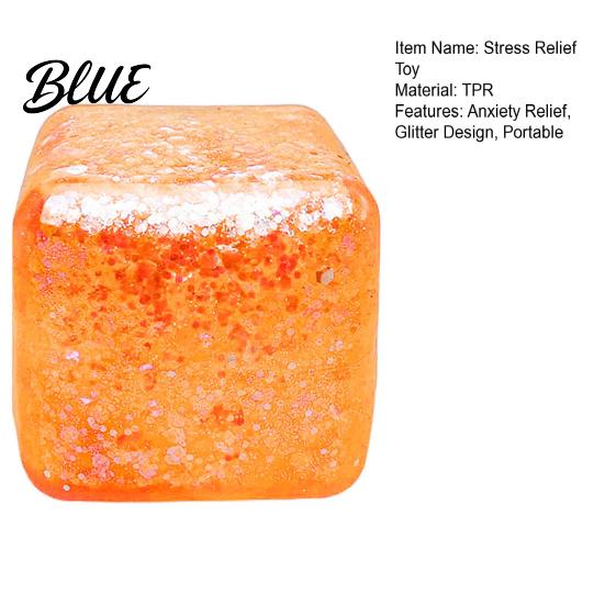 Calming Hand Toy Decompression Glitter Cube Squeeze Anxiety Relief Stress Focus Improvement Sensory Slow Rising Office Workers Relaxation Ball